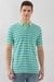 Men Green Stripe Polo Neck Collar T-shirt