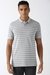 Men Grey Stripe Polo Neck Collar T-shirt