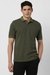 Men Olive Stripe Polo Neck T-shirt