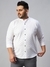 SHOWOFF Plus Men White Printed Mandarin Collar Full Sleeves Regular Fit Casual Shirt