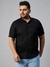 SHOWOFF Plus Men Black Self Design Spread Collar Short Sleeves Regular Fit Casual Shirt