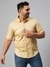 SHOWOFF Plus Men Beige Solid Spread Collar Short Sleeves Regular Fit Casual Shirt