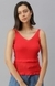 SHOWOFF Women Red Solid V Neck Sleeveless Regular Fitted Top