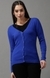 SHOWOFF Women Blue Solid V Neck Full Sleeves Front-Open Sweater