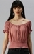 SHOWOFF Women Taupe Solid Boat Neck Short Sleeves Regular Corset Top
