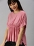 SHOWOFF Women Pink Embellished Round Neck Three-Quarter Sleeves Regular High-Low Top