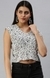 SHOWOFF Women's Short Sleeves Sweetheart Neck White Polka Dots Top
