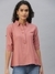 SHOWOFF Women's Slim Fit Roll-Up Sleeves Nude Solid Shirt