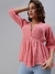 SHOWOFF Women Pink Printed V Neck Three-Quarter Sleeves Regular Corset Top