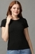 SHOWOFF Women Black Solid Round Neck Short Sleeves Regular Top