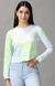 SHOWOFF Women Multi Dyed Round Neck Full Sleeves Crop Top