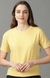 SHOWOFF Women Yellow Solid Round Neck Short Sleeves Regular Top