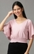 SHOWOFF Women Pink Solid V Neck Short Sleeves Crop Corset Top