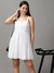SHOWOFF Women Off White Polka Dots Shoulder Straps Sleeveless Above Knee Fit and Flare Dress