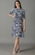 SHOWOFF Women White Printed High Neck Three-Quarter Sleeves Knee length Fit and Flare Dress
