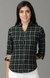 SHOWOFF Women Green Checked Spread Collar Three-Quarter Sleeves Casual Shirt