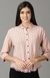 SHOWOFF Women Pink Striped Collar Three-Quarter Sleeves Boxy Casual Shirt