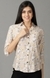SHOWOFF Women Beige Printed Spread Collar Three-Quarter Sleeves Casual Shirt