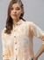 SHOWOFF Women Peach Faded Collar Three-Quarter Sleeves Boxy Casual Shirt