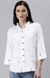 SHOWOFF Women White Solid Peter Pan Collar Three-Quarter Sleeves Casual Shirt
