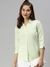 SHOWOFF Women Green Solid Spread Collar Three-Quarter Sleeves Casual Shirt