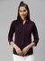 SHOWOFF Women Magenta Solid Spread Collar Three-Quarter Sleeves Casual Shirt