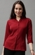 SHOWOFF Women's Spread Collar Solid Maroon Shirt