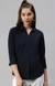 SHOWOFF Women's Slim Fit Regular Sleeves Navy Blue Solid Shirt
