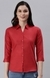 SHOWOFF Women Red Solid Spread Collar Three-Quarter Sleeves Casual Shirt