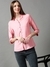SHOWOFF Women Pink Striped Spread Collar Three-Quarter Sleeves Casual Shirt