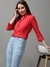 SHOWOFF Women Red Printed Spread Collar Three-Quarter Sleeves Casual Shirt