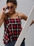 SHOWOFF Women Red Checked Shoulder Straps Sleeveless Regular A-Line Top