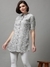 SHOWOFF Women's Mandarin Collar Printed Grey Shirt