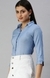 SHOWOFF Women Blue Solid Spread Collar Three-Quarter Sleeves Casual Shirt