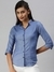 SHOWOFF Women Blue Printed Spread Collar Three-Quarter Sleeves Casual Shirt