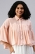 SHOWOFF Women's Three-Quarter Sleeves Shirt Collar Peach Solid Top