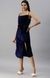 SHOWOFF Women's A-Line Cowl Neck Navy Blue Solid Dress