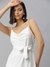 SHOWOFF Women White Solid Shoulder Straps Sleeveless Midi Sheath Dress