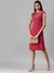 SHOWOFF Women Pink Solid Round Neck Sleeveless Knee length A-Line Dress