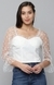SHOWOFF Women White Solid Sweetheart Neckline Three-Quarter Sleeves Regular Fitted Top