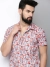 SHOWOFF Men White Printed Shirt Collar Short Sleeves Co-Ords Set