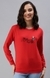 SHOWOFF Women Red Solid Round Neck Full Sleeves Pullover Sweatshirt