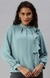 SHOWOFF Women Turquoise Blue Solid  Choker Neck Full Sleeves Regular Top
