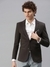 SHOWOFF Men Grey Solid Notched Lapel Full Sleeves Slim Fit Open Front Blazer