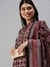 SHOWOFF Women Maroon Printed Mandarin Collar Three-Quarter Sleeves Mid Length Straight Kurta Set