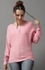 SHOWOFF Women Pink Solid Hooded Full Sleeves Pullover Sweater