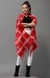 SHOWOFF Women Red Checked Short Sleeves Long Poncho Sweater