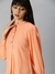 SHOWOFF Women's Mandarin Collar Solid Peach Regular Top
