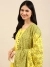 SHOWOFF Women Yellow Printed  V Neck Three-Quarter Sleeves Knee length Anarkali Kurta Set