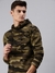 SHOWOFF Men Olive camouflage Hooded Full Sleeves Slim Fit Sweatshirt
